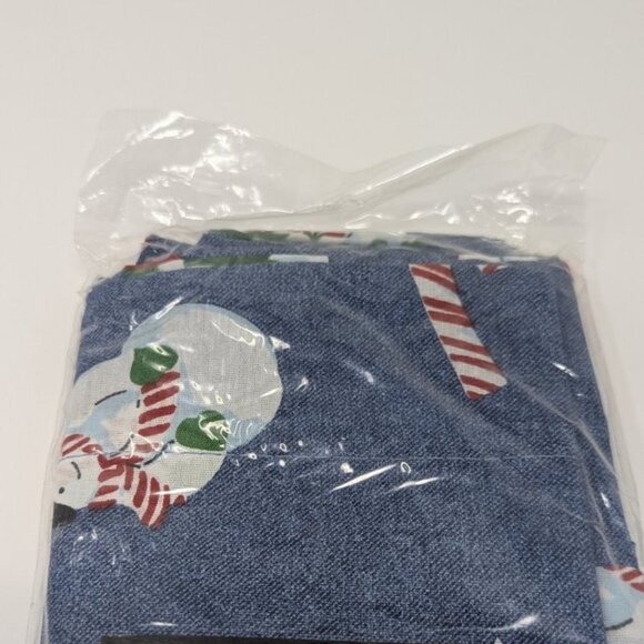 NEW VTG Excell Home Fashions Great Room Window Topper Valance Denim Snowmen Tree - Picture 3 of 6